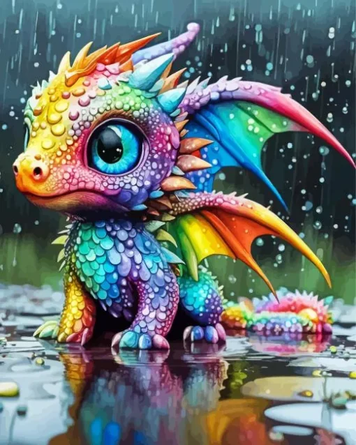 Baby rainbow dragon Diamond Paintings