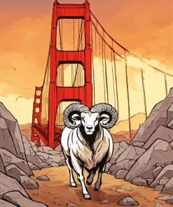 Bighorn Sheep In Golden Gate Diamond Painting