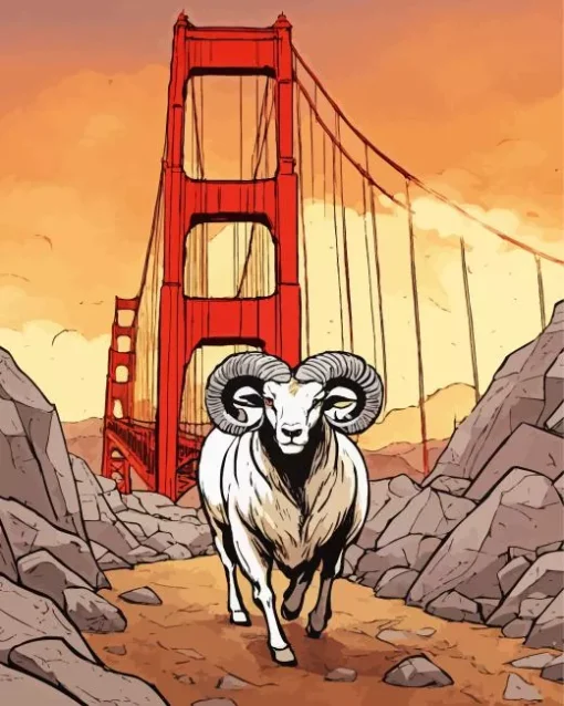 Bighorn Sheep In Golden Gate Diamond Painting