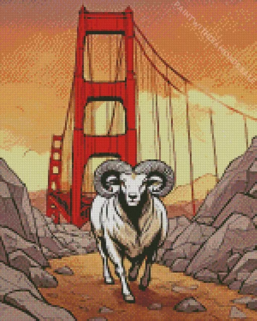 Bighorn Sheep In Golden Gate Diamond Painting