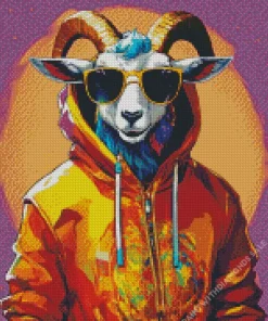 Bighorn Sheep With Sunglasses Diamond Painting