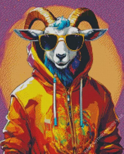 Bighorn Sheep With Sunglasses Diamond Painting