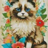 Birman Cat In Flowers Diamond Painting