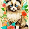 Birman Cat In Flowers Diamond Painting