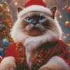 Birman In Santa Hat Diamond Painting