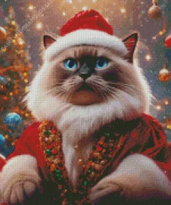 Birman In Santa Hat Diamond Painting