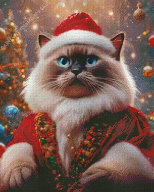 Birman In Santa Hat Diamond Painting