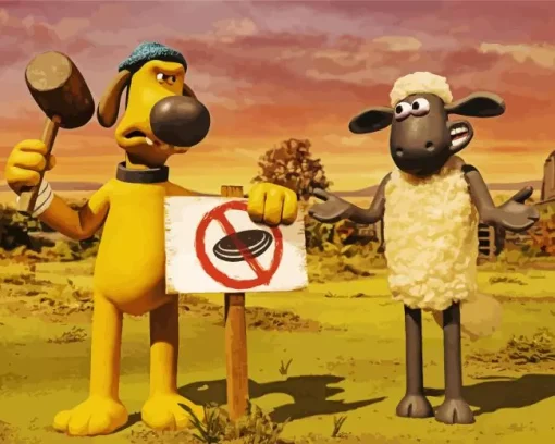 Bitzer Shaun The Sheep Cartoon Diamond Painting