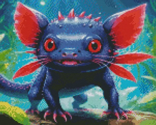 Black axolotl with red eyes Diamond With Numbers