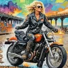 Blonde Woman On harley davidson Diamond Paints