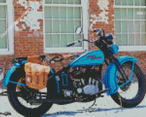 Blue Antique harley davidson Diamond With Numbers