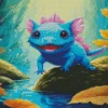 Blue Axolotl Amphibian Diamond With Numbers