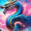 Blue Chinese Dragon Diamond Paintings