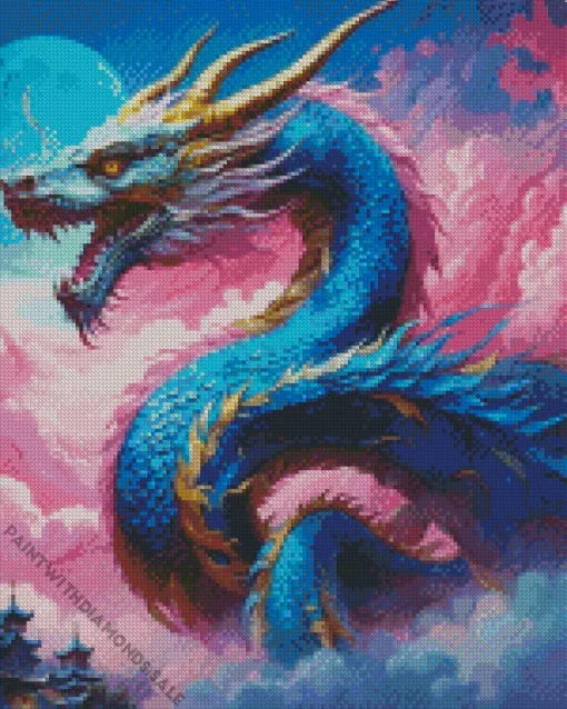 Blue Chinese Dragon Diamond Paints