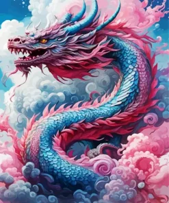 Blue Pink Chinese Dragon chinese dragon Diamond Paintings