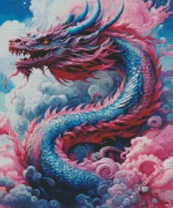 Blue Pink Chinese Dragon chinese dragon Diamond Paints