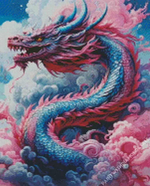 Blue Pink Chinese Dragon chinese dragon Diamond Paints