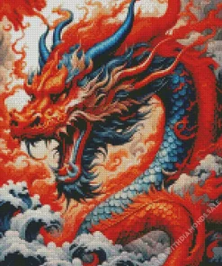 Blue Red chinese dragon Diamond Paints