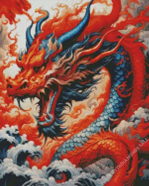 Blue Red chinese dragon Diamond Paints