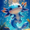 Blue axolotl Diamond Paints