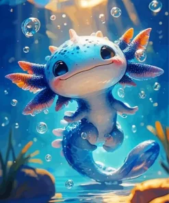 Blue axolotl Diamond Paints