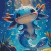 Blue axolotl Diamond With Numbers