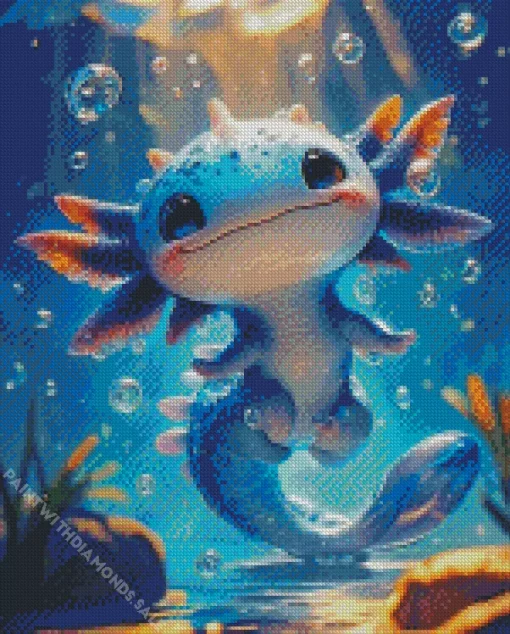 Blue axolotl Diamond With Numbers