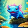 Blue axolotl amphibian Diamond Paints