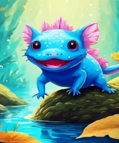 Blue axolotl amphibian Diamond Paints