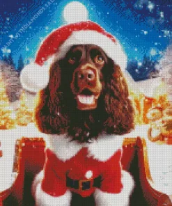 Boykin Spaniel In Santa Hat Diamond Painting