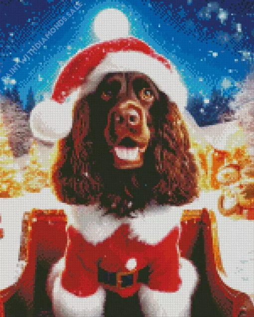 Boykin Spaniel In Santa Hat Diamond Painting