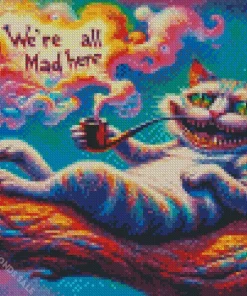 Cheshire cat smoking pipe Diamond Paintings