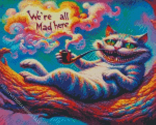 Cheshire cat smoking pipe Diamond Paintings