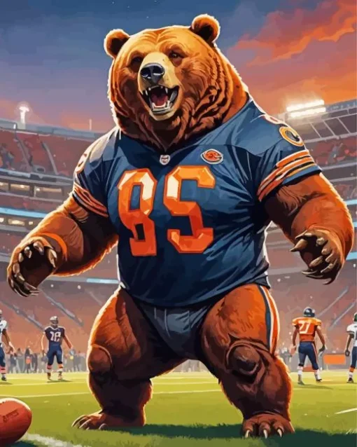 Chicago Bears Big Bear Diamond By Numbers