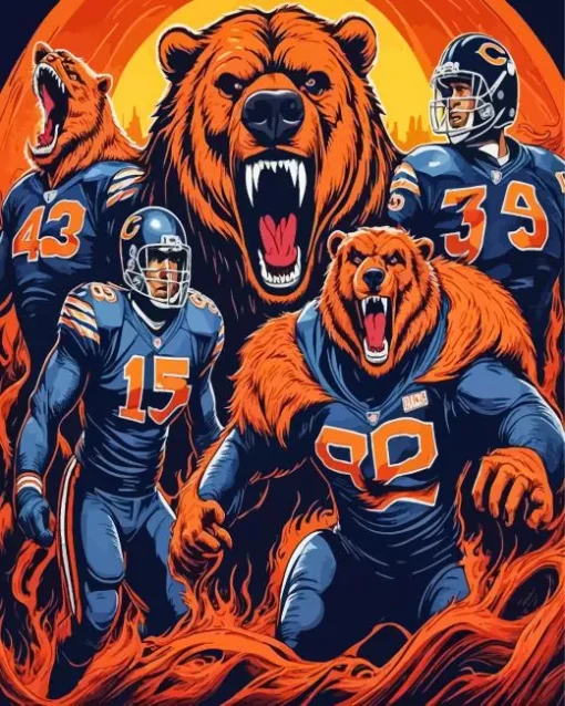 Chicago Bears Players Art Diamond By Numbers