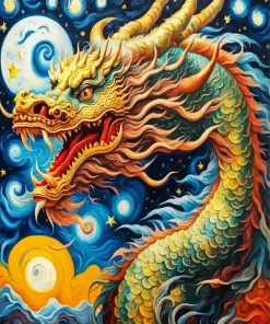 Blue Red chinese dragon Diamond Paints