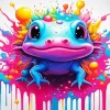 Colorful Splatter axolotl Diamond Paints