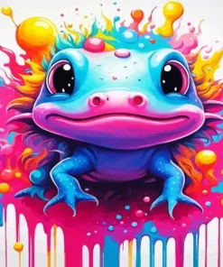 Colorful Splatter axolotl Diamond Paints