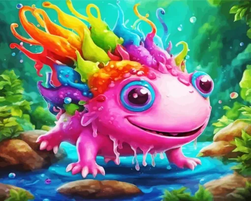 Colorful axolotl Diamond Paints