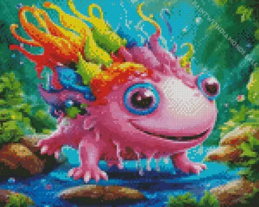 Colorful axolotl Diamond With Numbers