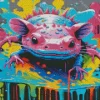 Colorful fantasy axolotl Diamond With Numbers