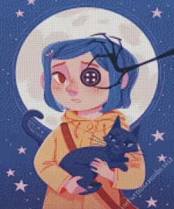 Coraline Jones And Cat Diamond With Numbers