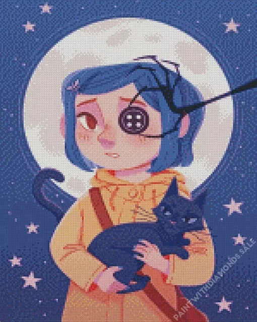 Coraline Jones And Cat Diamond With Numbers