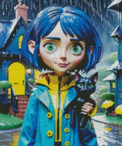 Coraline With her cat Diamond With Numbers