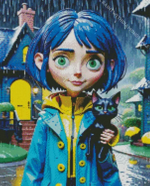 Coraline With her cat Diamond With Numbers