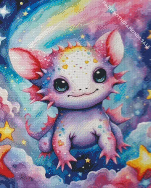 Cute axolotl art Diamond With Numbers