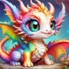 Cute rainbow dragon Diamond Paintings