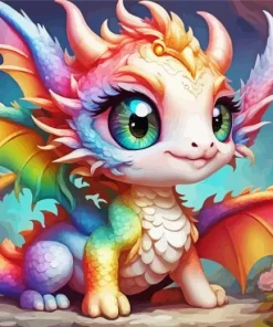 Cute rainbow dragon Diamond Paintings