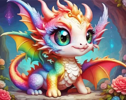 Cute rainbow dragon Diamond Paintings