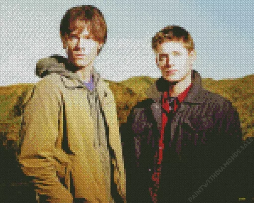 Dean And Sam Supernatural Serie Diamond With Numbers